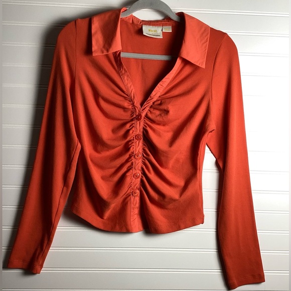 Anthropologie Maeve Orange
Ruched Long Sleeve Top Size Medium - Picture 2 of 12